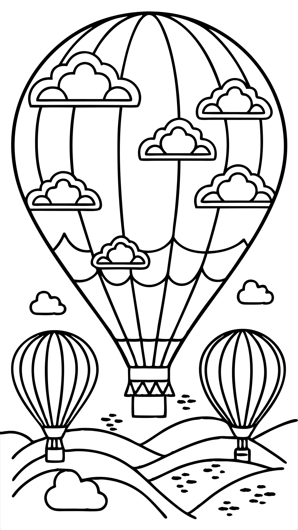 Página para colorear con globo de aire caliente